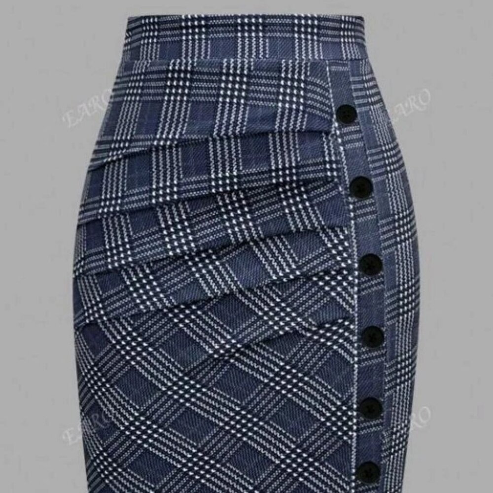 Plus Size Women Casual Retro French Style Pleated Skirt, High Waist Elastic Wais